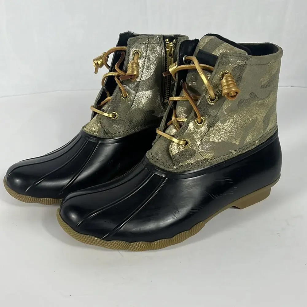Sperry Top-Sider Saltwater WMNS‎ Duck Metallic Olive Camo Boot STS86694.